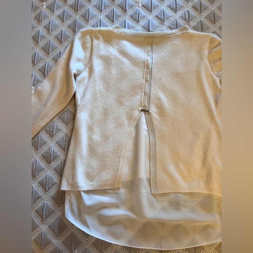 Made in Italy More SISTE Chic Cream V-Neck wool Women's Sweater| size M - Picture 16 of 16